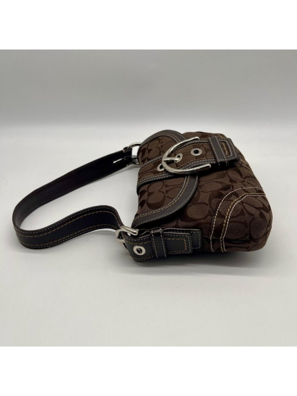 Coach Brown Signature Canvas Soho Buckle Flap Bag - Picture 3 of 13